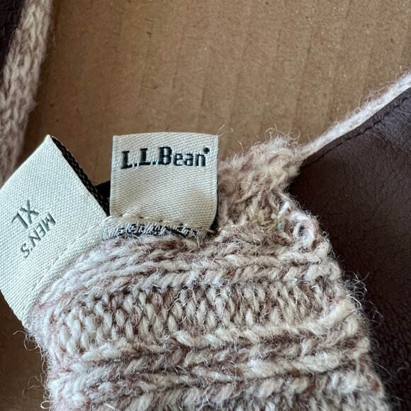 Men's L.L. Bean Gloves, Prima Loft, Wool Knit XL, Brown Leather Palms, Like New! - Picture 6 of 11